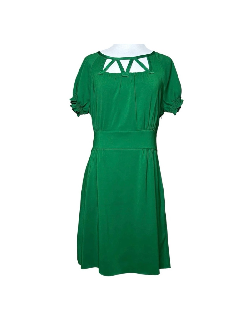Gianni Bini Emerald Green Cutout-Detail Waistband Dress